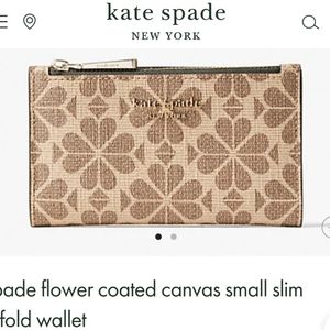 NEW! Kate Spade ♠️ Spade Flower Coated Canvas Slim Bifold Wallet